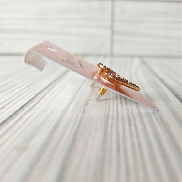 Juicy Couture Crowned Hearts Rhinestone Earrings in Pink and Gold NWT - Picture 4 of 7